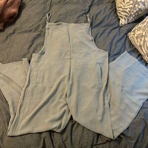 L Grey Flare Overall Jumpsuit